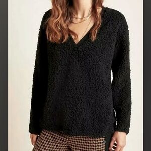 ANTHRO SUNDAY IN BROOKLYN Edie V-Neck Sherpa Pullover Sweater Size XS